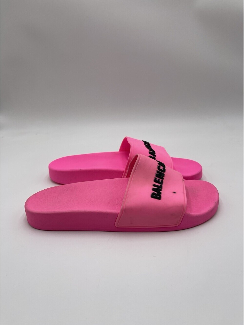 Balenciaga Women's Logo Pool Slides in Fluo Pink Size 10 US